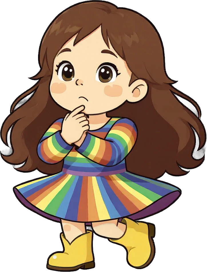 The Hayden mascot with a finger to her chin, thinking
